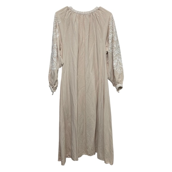 ELEVEN March 11 Linen Blend Embroidered Maxi Dress Long Sleeve Size Medium